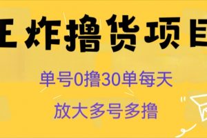 王炸撸货项目，单号0撸30单每天，多号多撸