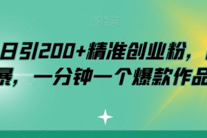 小红书日引200+精准创业粉，简单粗暴，一分钟一个爆款作品