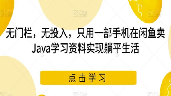 无门栏，无投入，只用一部手机在闲鱼卖Java学习资料实现躺平生活