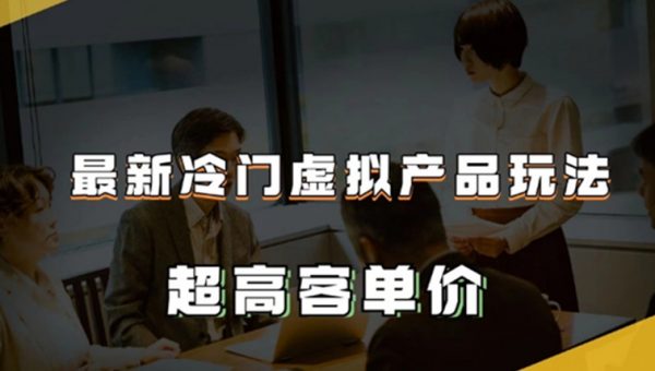 最新冷门虚拟产品玩法，超高客单价，月入2-3万＋