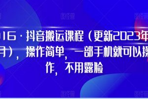 D1G·抖音搬运课程（更新2023年10月），操作简单，一部手机就可以操作，不用露脸
