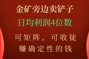 金矿旁边卖铲子，赚确定性的钱，可矩阵，可收徒，日均利润4位数