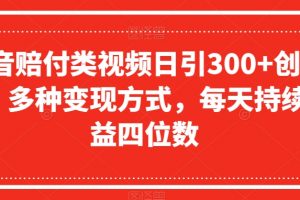 抖音赔付类视频日引300+创业粉，多种变现方式，每天持续收益四位数