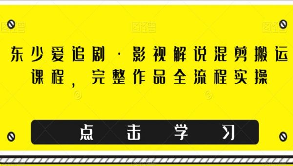 东少爱追剧·影视解说混剪搬运课程，完整作品全流程实操