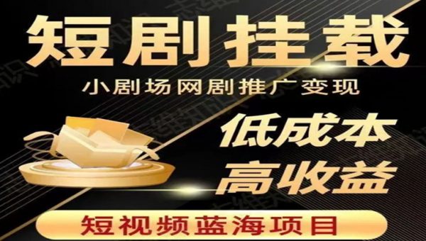 2023短视频蓝海项目，抖音快手短剧推广变现教程，低成本高收益