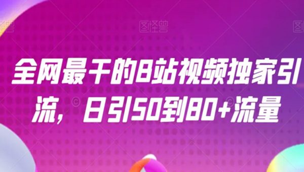 全网最干的B站视频独家引流，日引50到80+流量