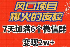 全网首发，爆火的夜校，7天加满6个微信群，变现2w+