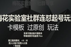 梅花实验室社群连怼起号玩法，卡模板过原创玩法