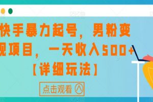 快手暴力起号，男粉变现项目，一天收入500+【详细玩法】