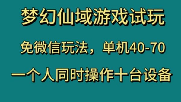 梦幻仙域游戏试玩，免微信玩法，单机40-70，一个人同时操作十台设备