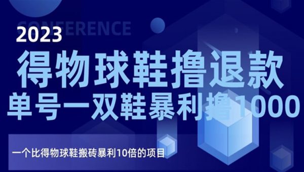 2023得物球鞋撸退款，单号一双鞋暴利撸1000，一个比得物球鞋搬砖暴利10倍的项目