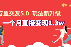 盲盒交友5.0，玩法全新升级，一个月直接变现1.3W，新手小白轻松上手