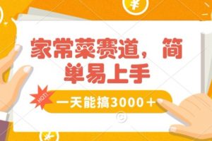 家常菜赛道掘金，流量爆炸！一天能搞‌3000＋不懂菜也能做，简单轻松且暴力！‌无脑操作就行了