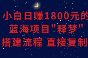 小白能日赚1800元的蓝海项目”释梦”0-1搭建流程可直接复制粘贴长期做