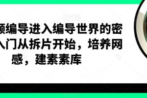 短视频编导进入编导世界的密钥，入门从拆片开始，培养网感，建素素库