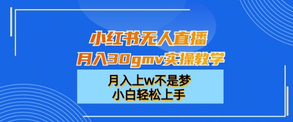 小红书无人直播月入30gmv实操教学，月入上w不是梦，小白轻松上手