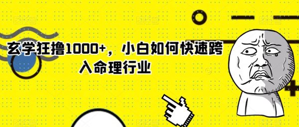 玄学狂撸1000+，小白如何快速跨入命理行业