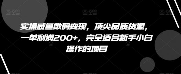 实操咸鱼数码变现，一单利润200+，适合新手小白操作的项目