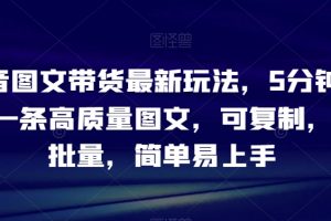 抖音图文带货最新玩法，5分钟产出一条高质量图文，可复制，可批量，简单易上手