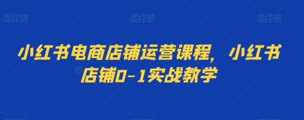 《小红书电商店铺运营课程》0-1实战教学