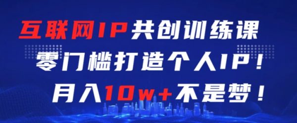 互联网IP共创训练课，零基础打造个人IP，月入10w+
