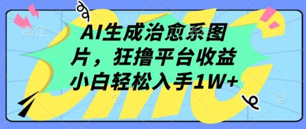 AI生成治愈系图片，赚平台收益，小白轻松入手1W+