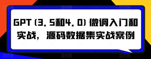 GPT(3.5+4.0)微调入门和实战，源码数据集实战案例