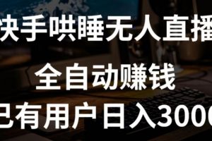 快手哄睡无人直播+独家挂载技术，日入3000+【赚钱流程+直播素材】