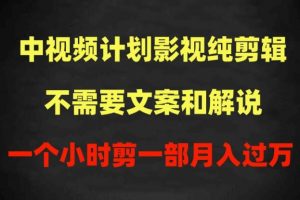影视纯剪辑中视频计划，不需要文案和解说，100%过原创