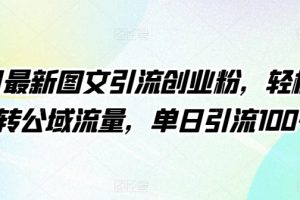 4月最新图文引流创业粉，轻松玩转公域流量，单日引流100+