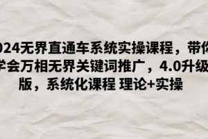 2024无界直通车系统实操课程，带你学会万相无界关键词推广