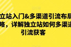 独立站入门多渠道引流布局，详解独立站如何多渠道引流获客
