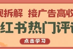 小红书热门评论，变现拆解，接广告高收入