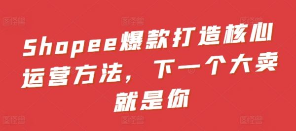 Shopee爆款打造核心运营方法课，下一个大卖就是你