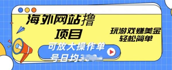 海外网站撸金项目，玩游戏赚美金，轻松每天300+