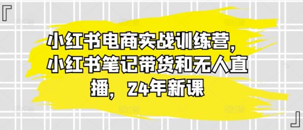 最新小红书电商实战训练营课，小红书笔记带货和无人直播