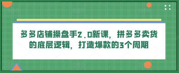 多多店铺操盘课