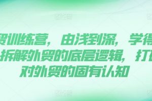 外贸训练营，由浅到深，学得超快，拆解外贸的底层逻辑，打破你对外贸的固有认知