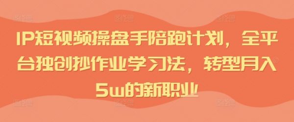 短视频操盘手陪跑计划
