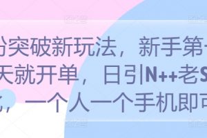 S粉突破新玩法，新手第一天就开单，日引N++老S批，一个人一个手机即可