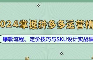 《掌握拼多多运营精髓》爆款流程、定价技巧与SKU设计实战课