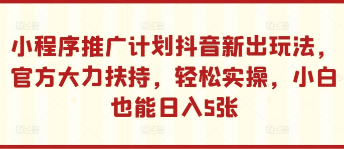 小程序推广计划抖音新出玩法