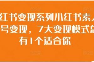 《小红书素人账号变现》7大变现模式总有1个适合你