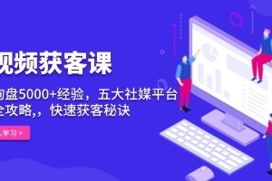 短视频获客课，单月询盘5000+经验，五大社媒平台运营全攻略
