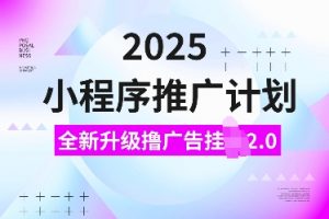 2025小程序推广计划，全新升级撸广告挂机2.0玩法，日入多张，小白可做