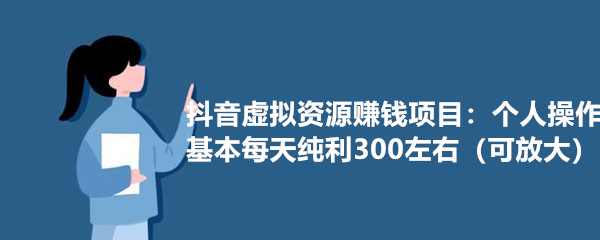 [抖音,抖音教程,抖音赚钱,虚拟资源,赚钱项目]抖音虚拟资源赚钱项目：个人操作基本每天纯利300左右（可放大）插图