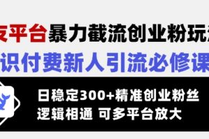 交友平台暴力截流创业粉玩法，知识付费新人引流必修课，日稳定300+