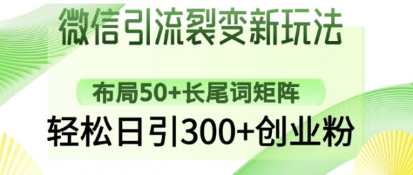 微信引流裂变新玩法：布局50+长尾词矩阵，轻松日引300+
