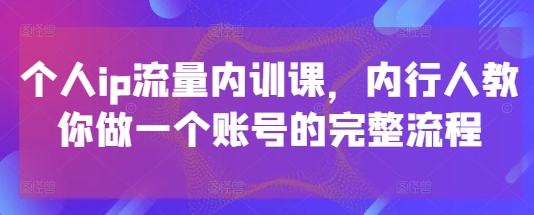 个人ip流量内训课