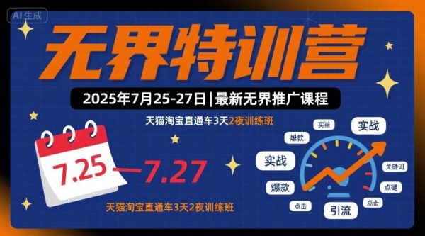 无界特训营2025年7月25-27日，最新无界推广课程，天猫淘宝直通车3天2夜训练班插图